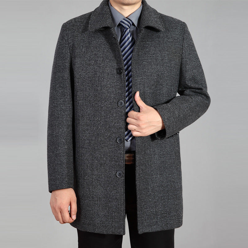 Men's Woolen Coat Mid-length